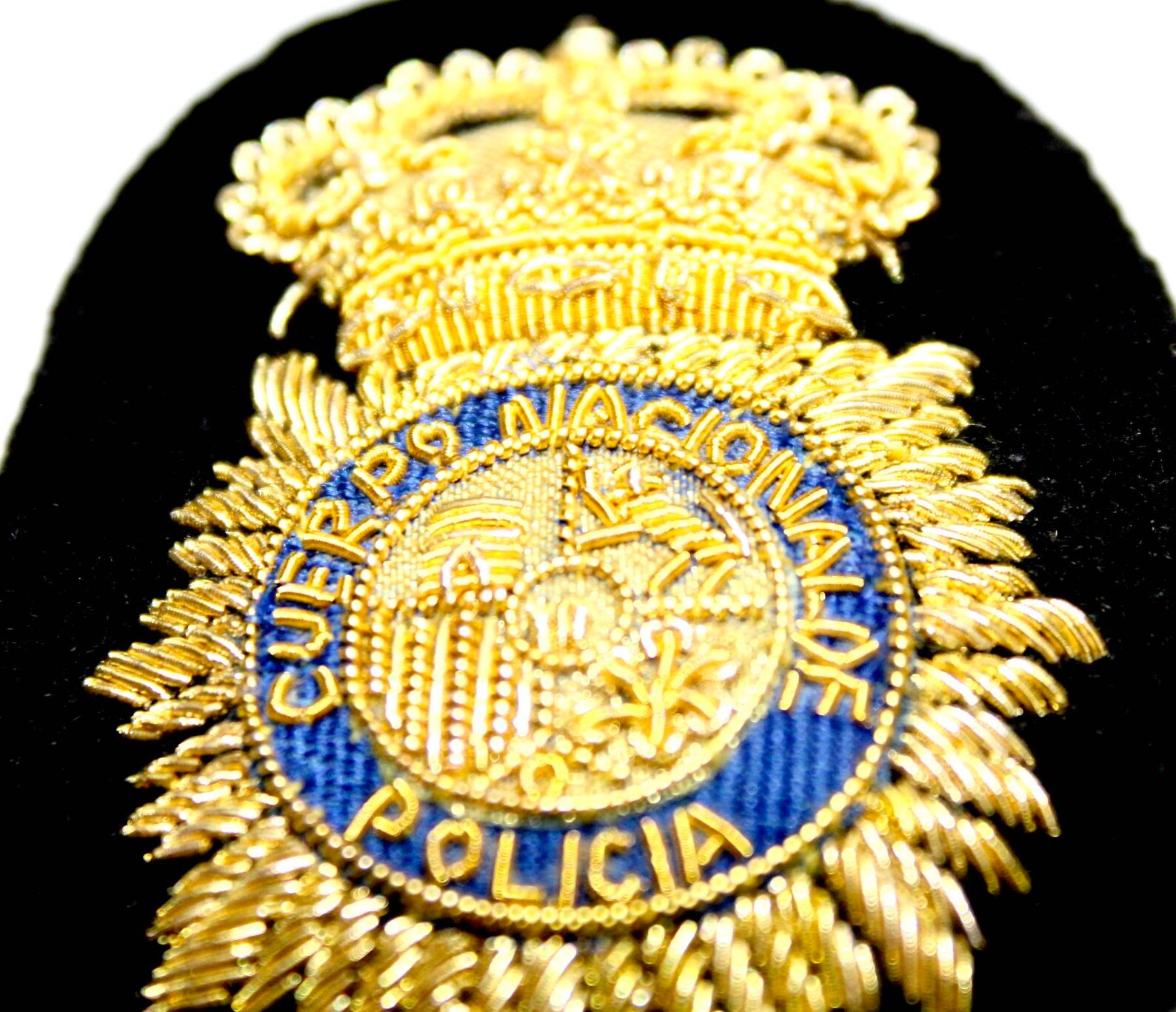 Spanish Police Badge with 2 pin Hand Embroidered sewn on black | Etsy