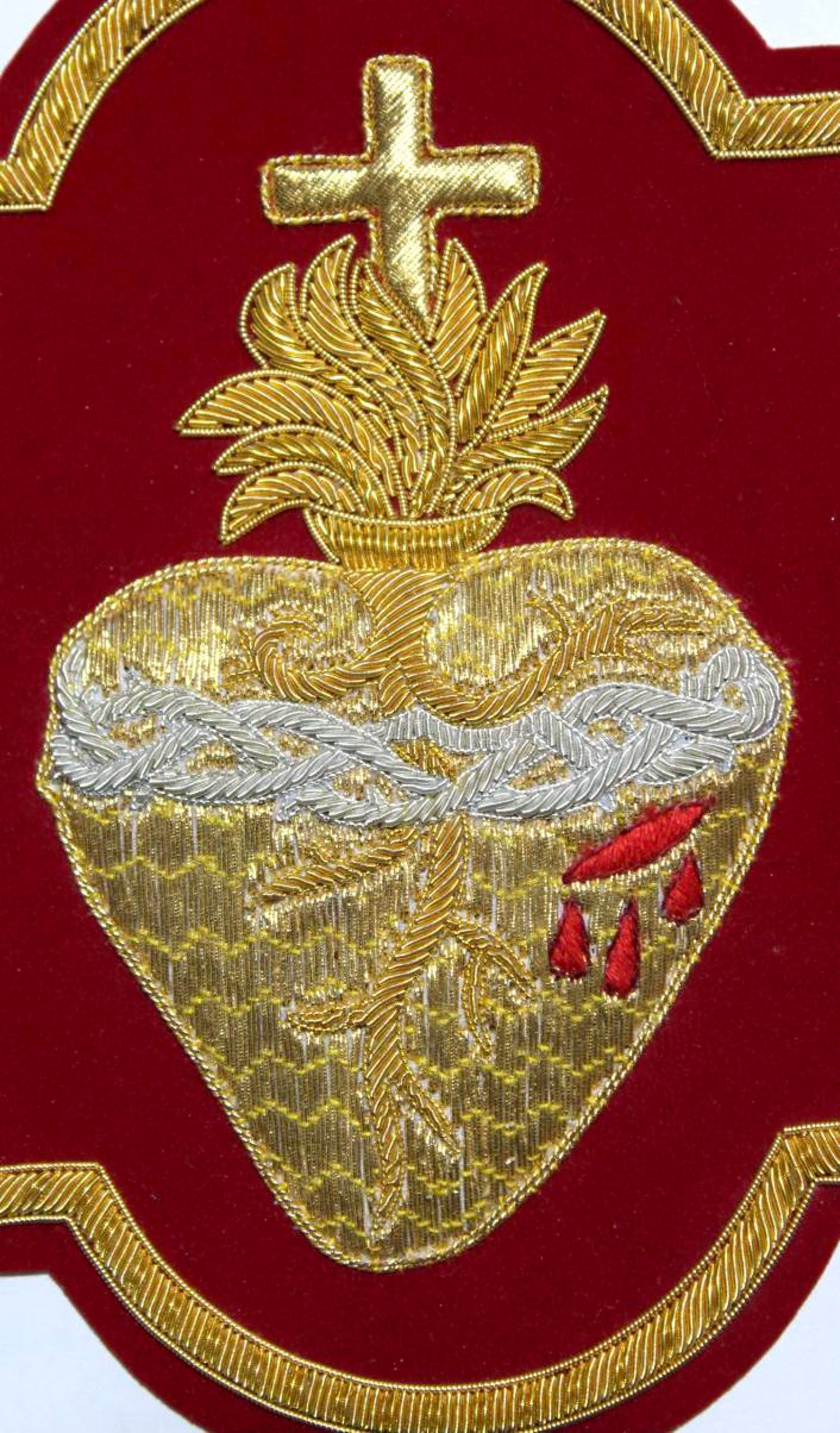 Sacred Heart Applique For Catholic Vestment On Dk Red Velvet Etsy