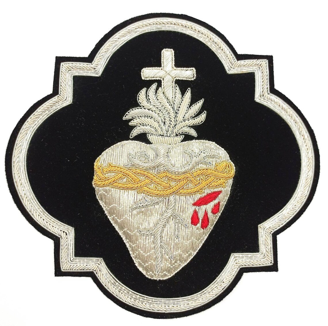 Sacred Heart Applique For Catholic Vestment On Dk Red Velvet Etsy