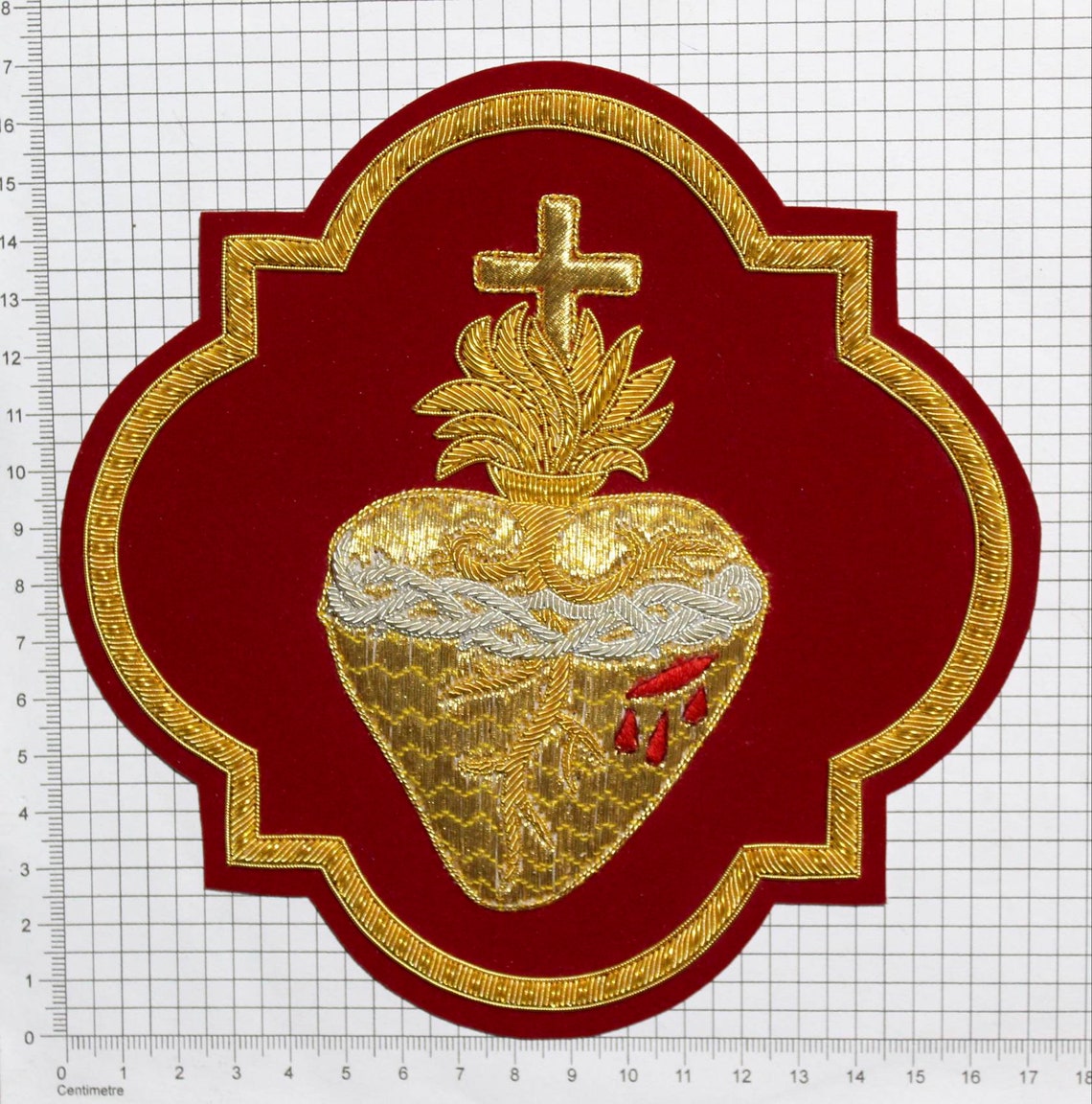 Sacred Heart Applique For Catholic Vestment On Dk Red Velvet Etsy