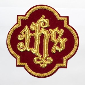 Beautiful Goldwork Liturgical Church Emblem IHS applique for Vestment
