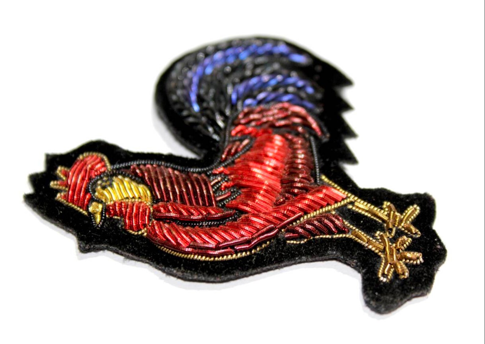 Handmade Bullion Cock Sewn on Patch on Black Felt Etsy