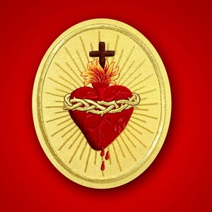 Sacred Heart of Jesus, hand embroidered, thread embroidery