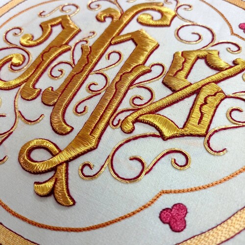 Shops IHS Metallic Goldwork Emblem applique for Vestment