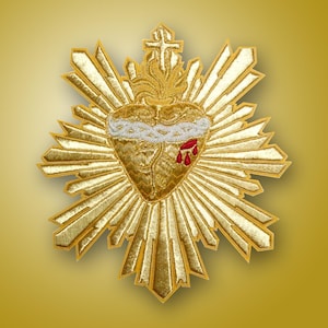 Sacred Heart Of Jesus and Rays Applique Cut Out For Catholic Vestment.