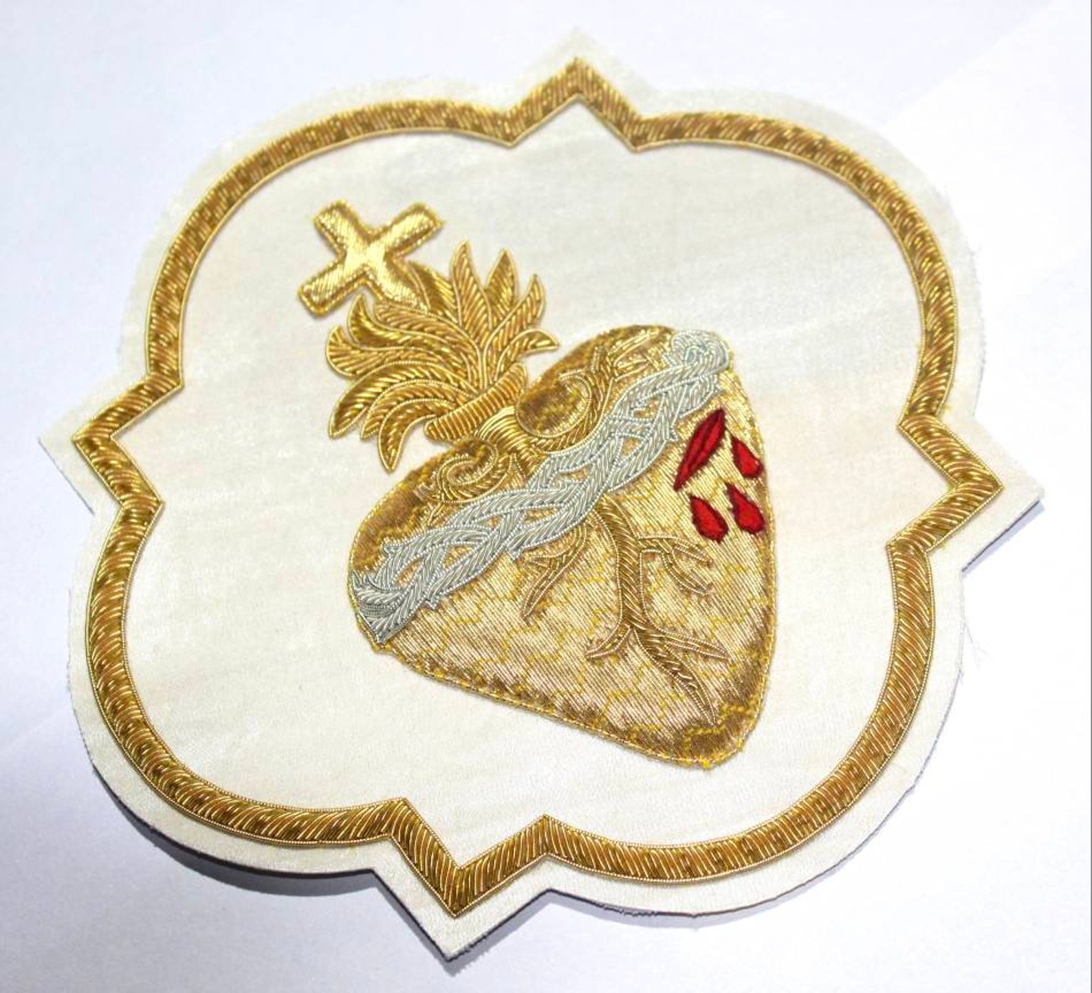 Sacred Heart Applique for Catholic Vestment on Rayon Satin Etsy