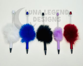 Beaded Fluffy Pen , Beadable Pom Pom Pen , Cute Aesthetic Stationery , Personalized Gift , Beaded Pen for Kids , Teachers  Office