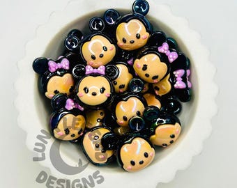 Mouse Character Rubber Beads with AB Coating – Cartoon Character Beads for DIY Pens, Keychains, Jewelry, Crafts – 1pc