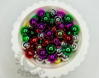 12mm Metallic Acrylic Beads Mix – Round Acrylic Beads for Pens, Keychains, Phone Charms, Crafts & DIY Projects
