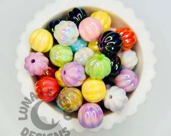 Iridescent Pumpkin Beads Mix – 17mm Acrylic Fall Craft Beads