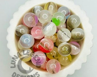 15.5mm Cat Eye Stripe Glitter Acrylic Beads – Mixed Colors
