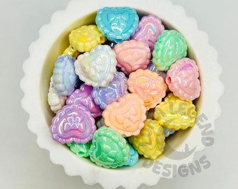 Scalloped Bow Heart Beads Mix – Acrylic Decorative Beads for DIY Pens, Keychains, Jewelry & Crafts