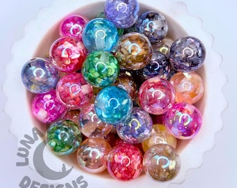 Shell Inclusion Beads Mix – Embedded Shell Acrylic Beads – Coastal Craft Beads