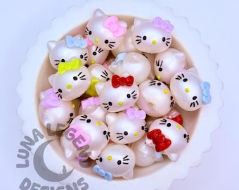 Pearlescent Cat Head Bead – Cute Cartoon Character Bead for DIY Pens, Keychains, Jewelry & Crafts – 1pc