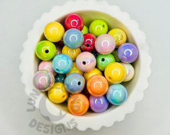AB Coated Acrylic Bubblegum Beads: Colorful DIY Jewelry & Craft Supplies