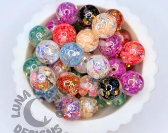 Flower Sequin Inclusion Beads Mix – Embedded Sequin Acrylic Beads – Cute Craft Beads