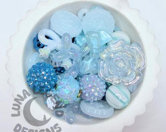 Blue Acrylic Beads Mix – Assorted Blue Craft Beads for DIY Pens, Jewelry & Crafts – 50g