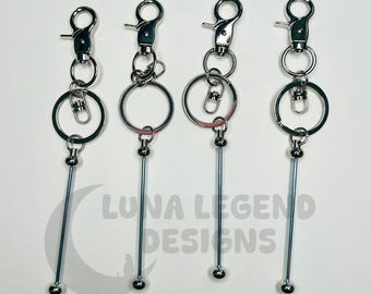 Beadable Keychain – Metal Key Ring with Lobster Clasp - Removable Bar for DIY Beads & Crafts