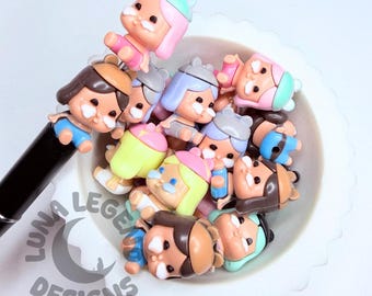 Cute Crying Doll Rubber Focal Bead – Cartoon Style Accent Bead for DIY Pens, Jewelry & Crafts – 1pc