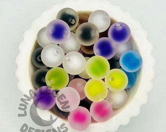 Frosted Acrylic Beads – 15.5mm Mixed Color Matte Finish Beads