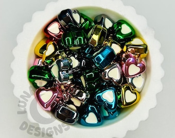 Metallic Acrylic Heart Beads: DIY Jewelry, Pens & Keychains