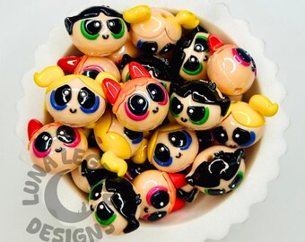 Cartoon Girl Silicone Head Bead with AB Coating – Cute Character Bead for DIY Pens, Keychains, Jewelry & Crafts – 1pc