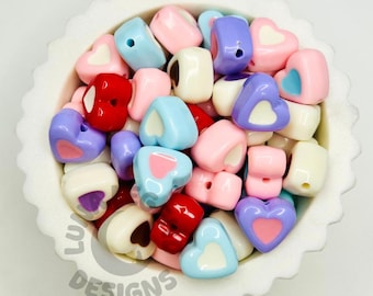 Pastel Acrylic Double Heart Beads – DIY Jewelry & Keychain Charms