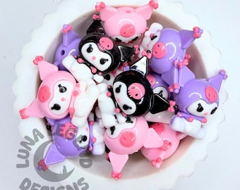 Cute Punk Bunny Rubber Focal Bead – Cartoon Style Accent Bead for DIY Pens, Jewelry & Crafts – 1pc