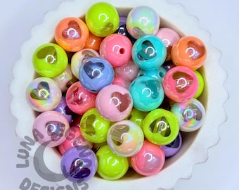 16mm Heart Peekaboo Acrylic Beads Mix – Cutout Heart Beads for DIY Pens, Jewelry & Crafts