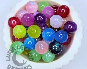 16mm Glitter Acrylic Sparkling Beads Mix – Round Acrylic Beads for Pens, Keychains, Phone Charms, Crafts & DIY Projects