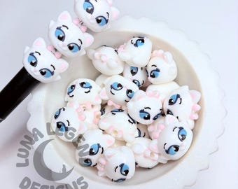 Cute Bow Kitty Rubber Focal Bead – Cartoon Style Accent Bead for DIY Pens, Jewelry & Crafts – 1pc