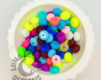 Glitter Abacus Spacer Beads - Sparkly Acrylic Mix for DIY Crafts