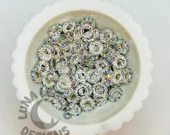 AB Rhinestone Spacer Beads: Metal Crystal Accent for DIY Crafts