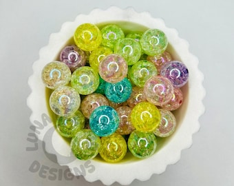 16mm Crackle Acrylic Beads - Sparkling Resin Beads for Crafts