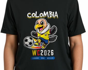 Colombia -  2026 Youth Soccer T-Shirt, Andean Condor Cartoon Mascot Tee