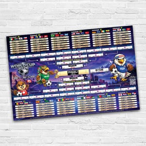 World Cup 2026 Bracket Poster, Soccer Tournament Wall Chart, Match Tracker - Printed on Cardstock - Write-able to Keep Track of Scores