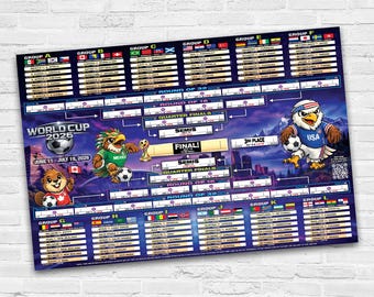 2026 -  Soccer Schedule Bracket Poster – Final 48 Teams Calendar & Knockout Bracket (version #1)