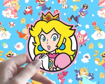 Nintendo N64 Toadstool Castle Waterproof Bumper Stickers Princess Peach Stained Glass Super Mario 64 Luigi Bowser Toad Gamer Magnet