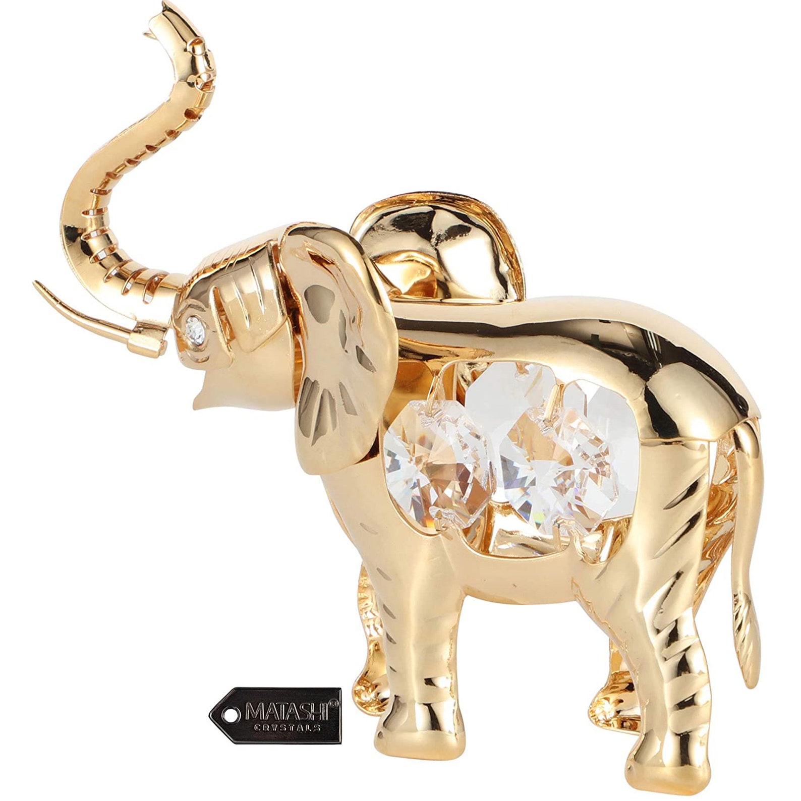 24K Gold Plated Crystal Studded Elephant Ornament Home Etsy