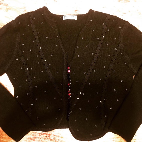 Black Sequinned Cardigan - image 2