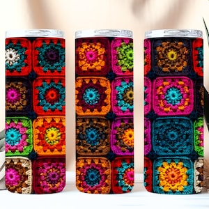 Crochet Granny Square 20oz Straight Tumbler Wrap  Instant Download File for Sublimation
