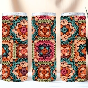 Crochet Granny Square 20oz Straight Tumbler Wrap  Instant Download File for Sublimation