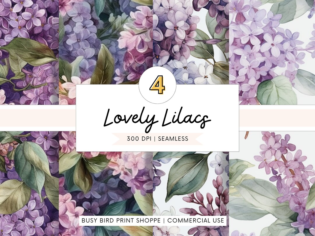 Lilacs Seamless Pattern Digital Paper Lilac Flowers Scrapbook Papers