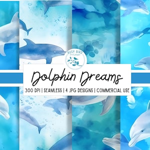 Delfin Nahtloses Muster Digitales Papier | Delfine Scrapbook Papiere Sofort Download | Ocean Printable Pattern Kommerzielle Nutzungslizenz