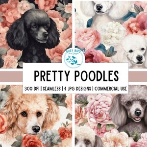 Franse Poedel Naadloos Patroon Digitaal Papier Bloemen Scrapbook Papieren Instant Download Hond Moeder Afdrukbaar Patroon Licentie voor commercieel gebruik