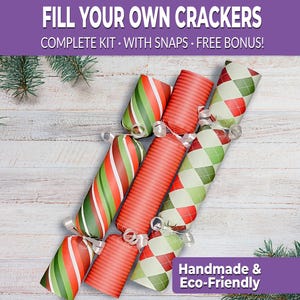 6 DIY Eco Friendly Christmas crackers w/ snaps, Fill your own crackers for Christmas dinner. With crackers, hats, jokes, and snaps.