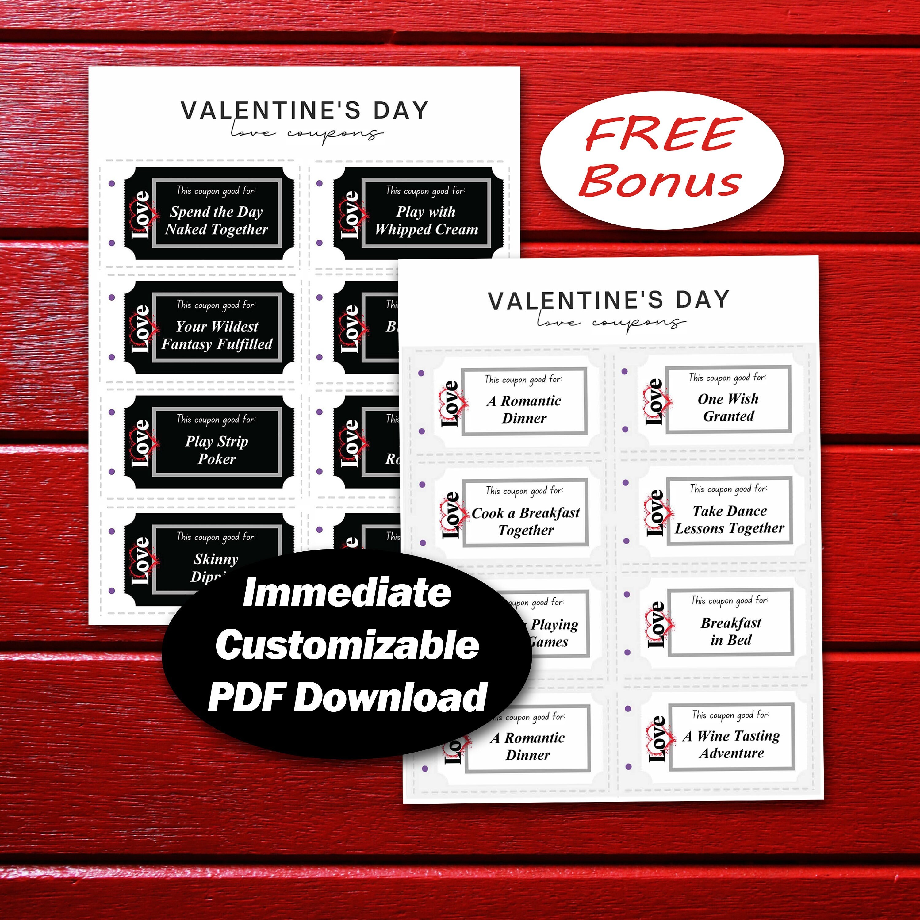 FREE Bonus Personalized Coupon Book Love Coupons - Etsy