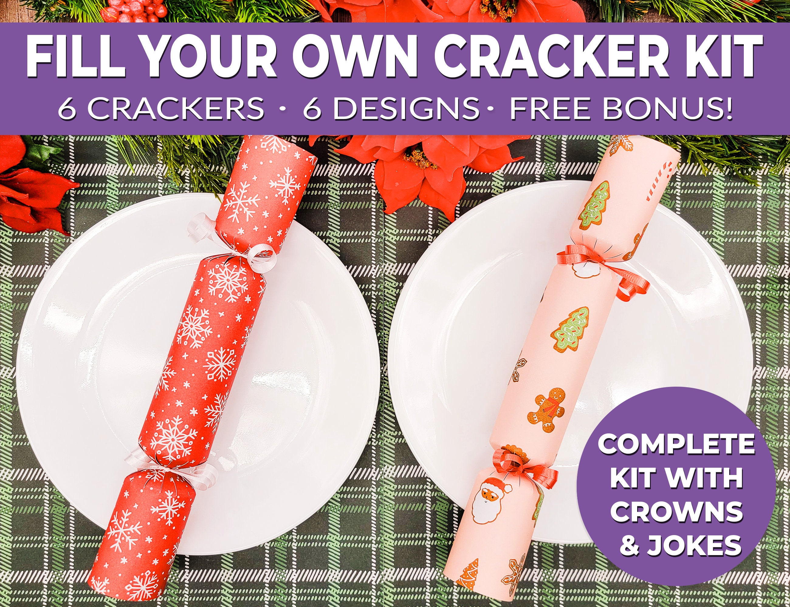 6 Christmas Crackers W/ Snaps Fill Your Own DIY Christmas Etsy