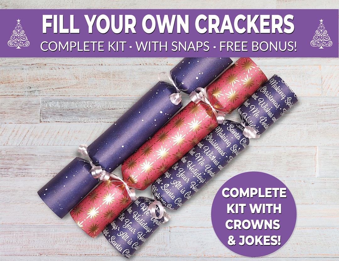 6 Christmas Crackers W/ Snaps. Fill Your Own DIY Christmas Cracker Kit