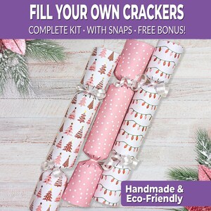 6 Traditional Christmas crackers w/ snaps. Fill your own DIY Christmas cracker kit with snaps, jokes, & hats, for adults and kids